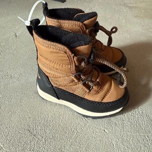 Kids Tan and Black Winter Boots